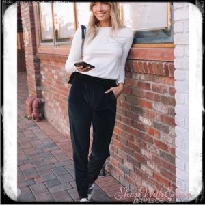 Just Chillin’ Black Velvet Joggers NWT
